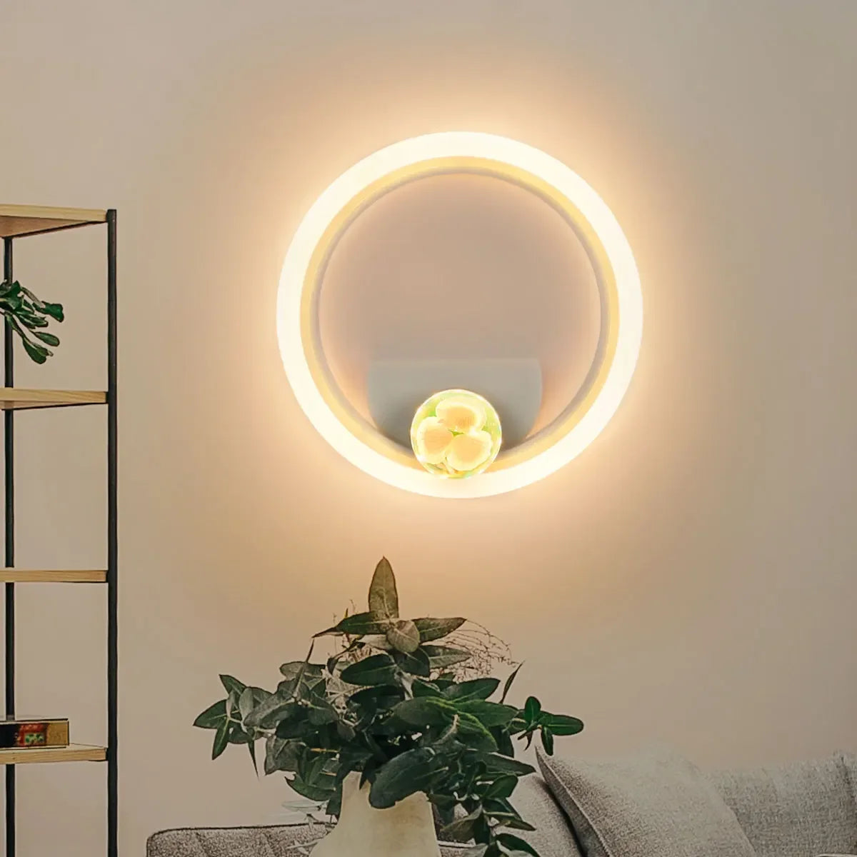 Modern Shell Round LED Wall Light for Indoor Home Lighting in Bedrooms, Living Rooms, Stairs, and Corridors