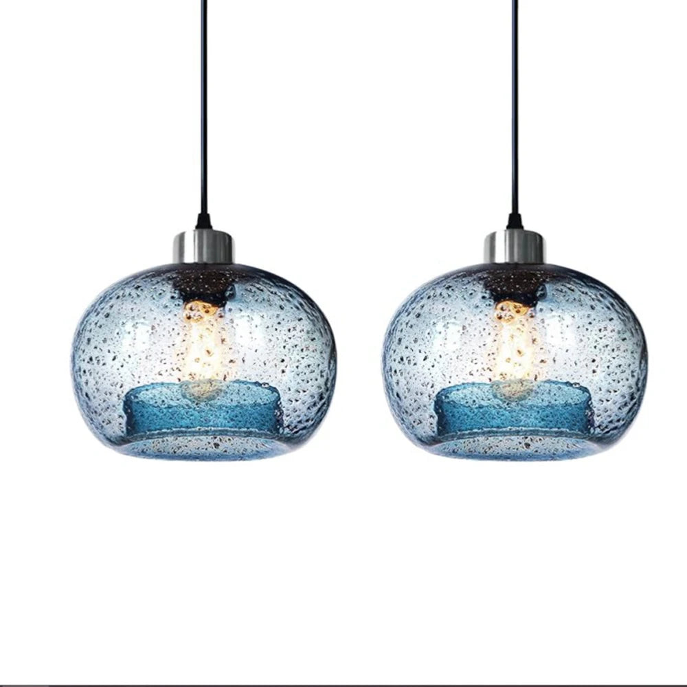 Nordic Art Glass Pendant Light Vintage Vapor Bubble Glaze Chandelier for Bar Bedroom Porch Attic