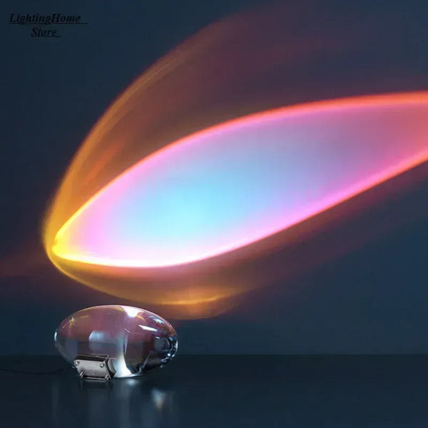Italian Designer Crystal Table Lamp | LED “Eye of the Sky” Egg-Shaped Bedside Night Projector Light - Eco Luxe Décor