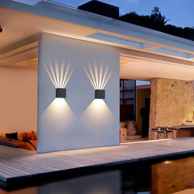 Modern Black Square LED Outdoor Wall Light: Waterproof Sconces for Balcony, Adjustable Angle Up Down Lighting Fixture