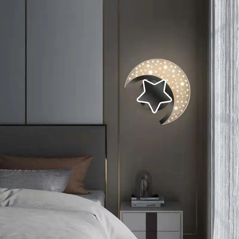 Cartoon Moon Star Wall Lamp for Children’s Room - LED Acrylic Wall Light