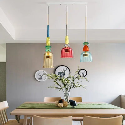 Nordic Macaron Candy Pendant Light - Stained Glass Chandeliers for Kitchen and Dining Area