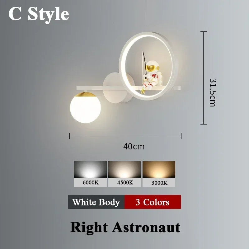 Star Astronaut Projector Wall Light for Children's Living Room Wall Lamp