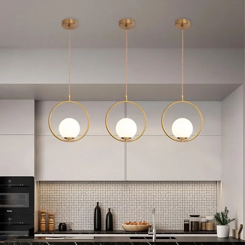 LED Chandeliers for Dining Table Room Lighting Fixture with Touch On/Off Switch, Glass Stone Lampshade