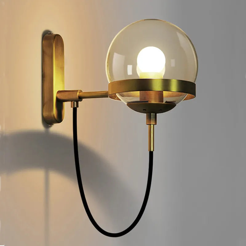 Modern Glass Ball Wall Lamp: Ideal for Living Room, Bedroom, Loft, or Bathroom with E27 Fixture for Industrial Flair