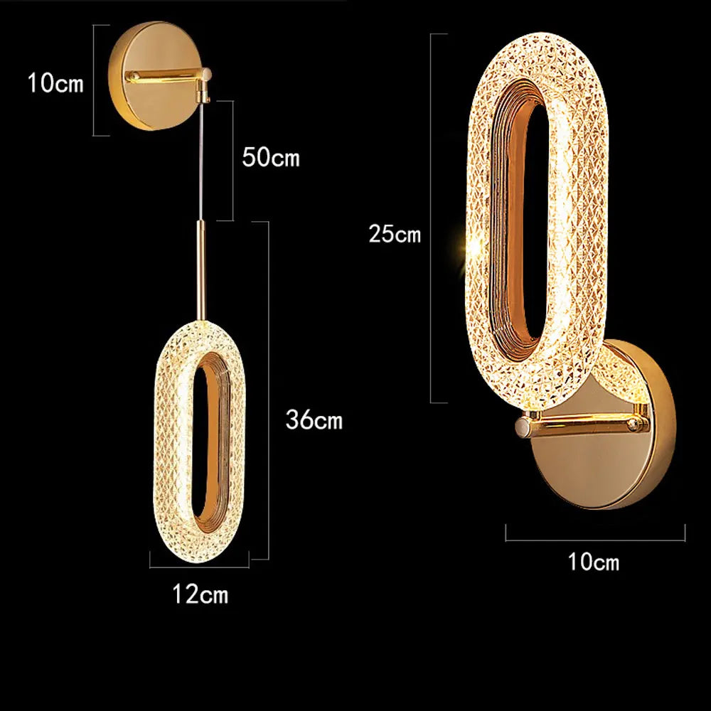 Opulent Ellipse LED Wall Lamp 12W for Corridors, Balconies, Staircases, Bedrooms, and Bedside Lighting