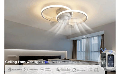 2 in 1 Modern Smart Ceiling Fan – Dimmable LED Ceiling Fan with Light for Bedroom and Living Room