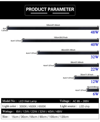 Modern Long Strip LED Wall Lamp – Outdoor Waterproof Lighting Solution