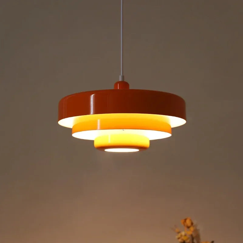 LED Retro Orange Pendant Lamp - Modern Chandelier for Dining Room & Cafe Decor