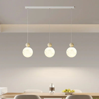 Modern LED Ceiling Pendant Lights - White Lunar Chandelier for Living Room, Dining Room, Bedroom