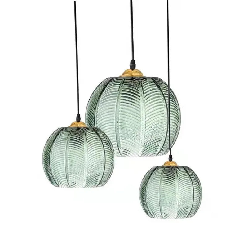 Modern Green Glass Pendant Light - Nordic Style Hanging Lamp for Bedroom and Dining Room