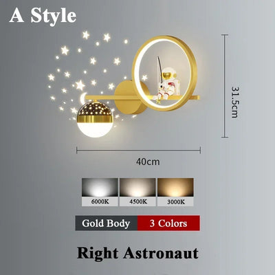 Star Astronaut Projector Wall Light for Children's Living Room Wall Lamp