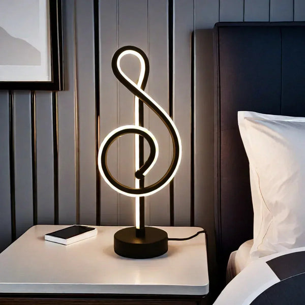 Modern Musical Note LED Table Lamp | 3-Color Infinite Dimming Decorative Night Light for Bedroom - Eco Luxe Décor