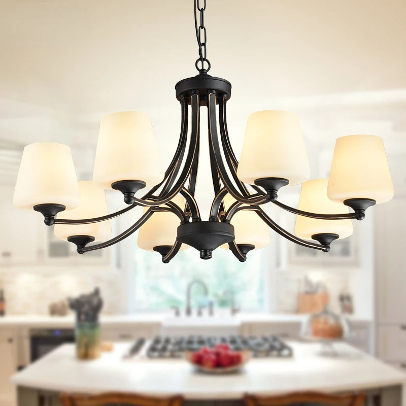 American Iron Art Pendant Lamp: Retro Black Hanging Light Fixture, Perfect for Living Room, Dining Room, Bedroom