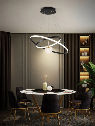 Sleek LED Chandeliers for Living, Dining, and Kitchen Spaces with Modern Round Pendant Lights for Stylish Home Decor