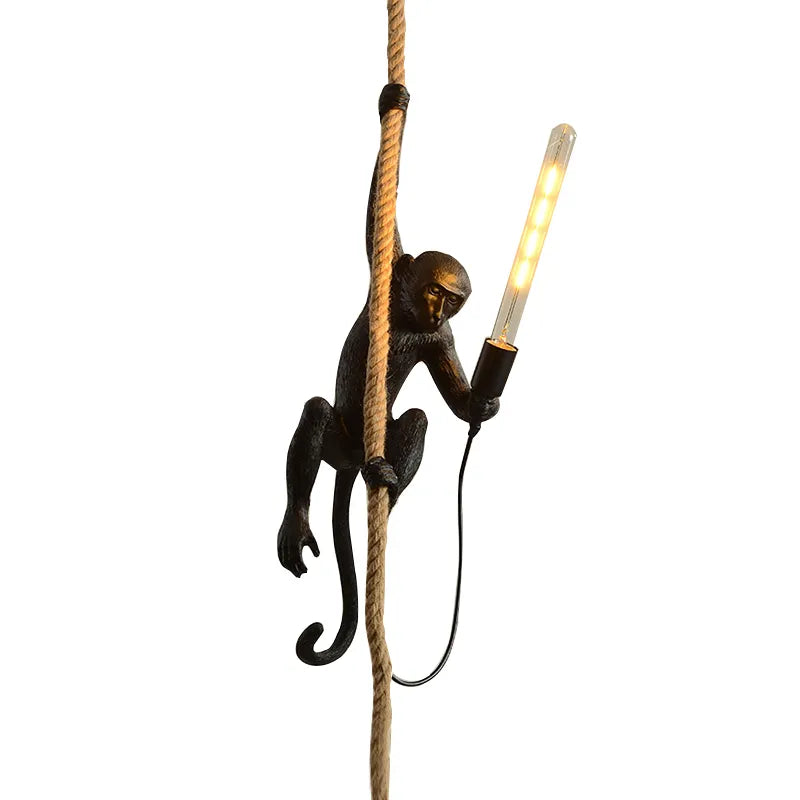 Contemporary LED Monkey Pendant Light: Resin Simian Lamp for Home Interior Decor