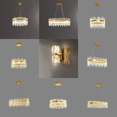 Luxury Gold Hanging Light Fixture: Modern Chandeliers Ring with Crystal LED Pendant for Living Room and Bedroom