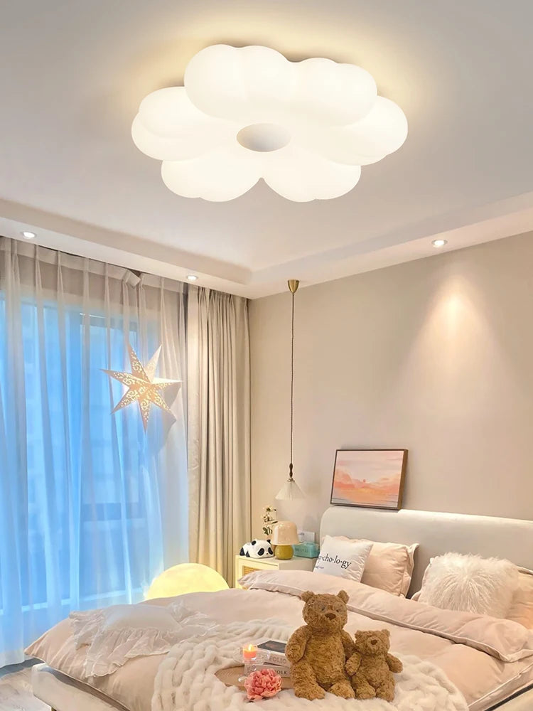 Decorative LED Ceiling Lamp for Dining Room, Bedroom, Foyer, Kitchen: Pearl White, 3-Colors Remote Control
