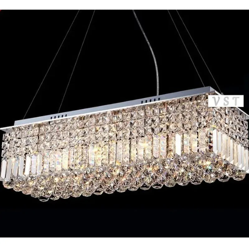 Modern Rectangular K9 Crystal Chandelier - High-End Five Rings Ceiling Lamp for Living Room