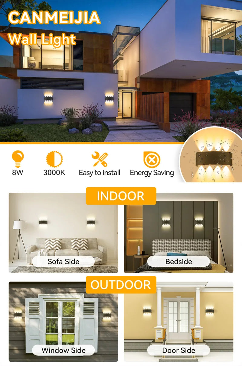 LED Wall Light – Waterproof Outdoor & Indoor Decor