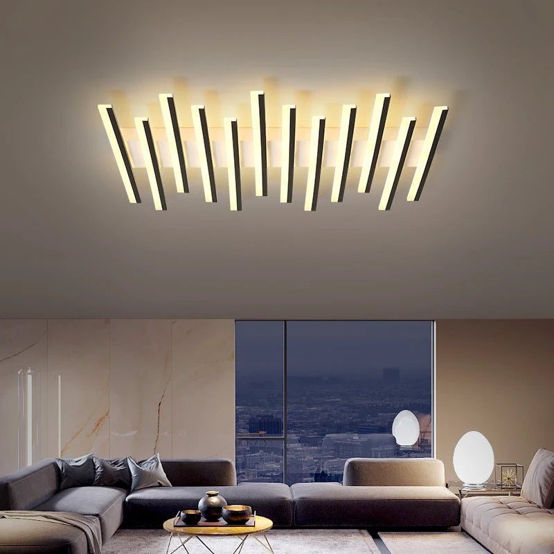 Modern LED Ceiling Chandelier - Linen Hanging Lamp for Living Dining Room Bedroom Restaurant Office