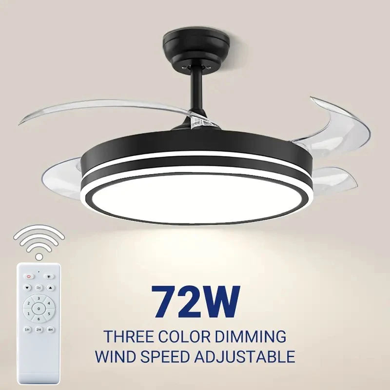 IRALAN Modern Ceiling Light with Fan – Invisible Blade Ceiling Fan for Bedroom Decor