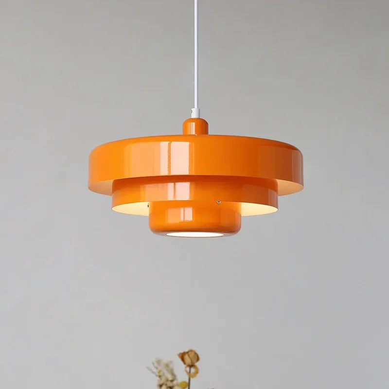 LED Retro Orange Pendant Lamp - Modern Chandelier for Dining Room & Cafe Decor