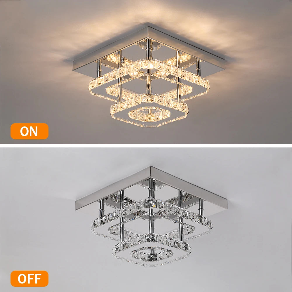 Stainless Steel Modern Crystal Chandelier Luxury Pendant Ceiling Light for Dining Room, Bedroom, or Kitchen