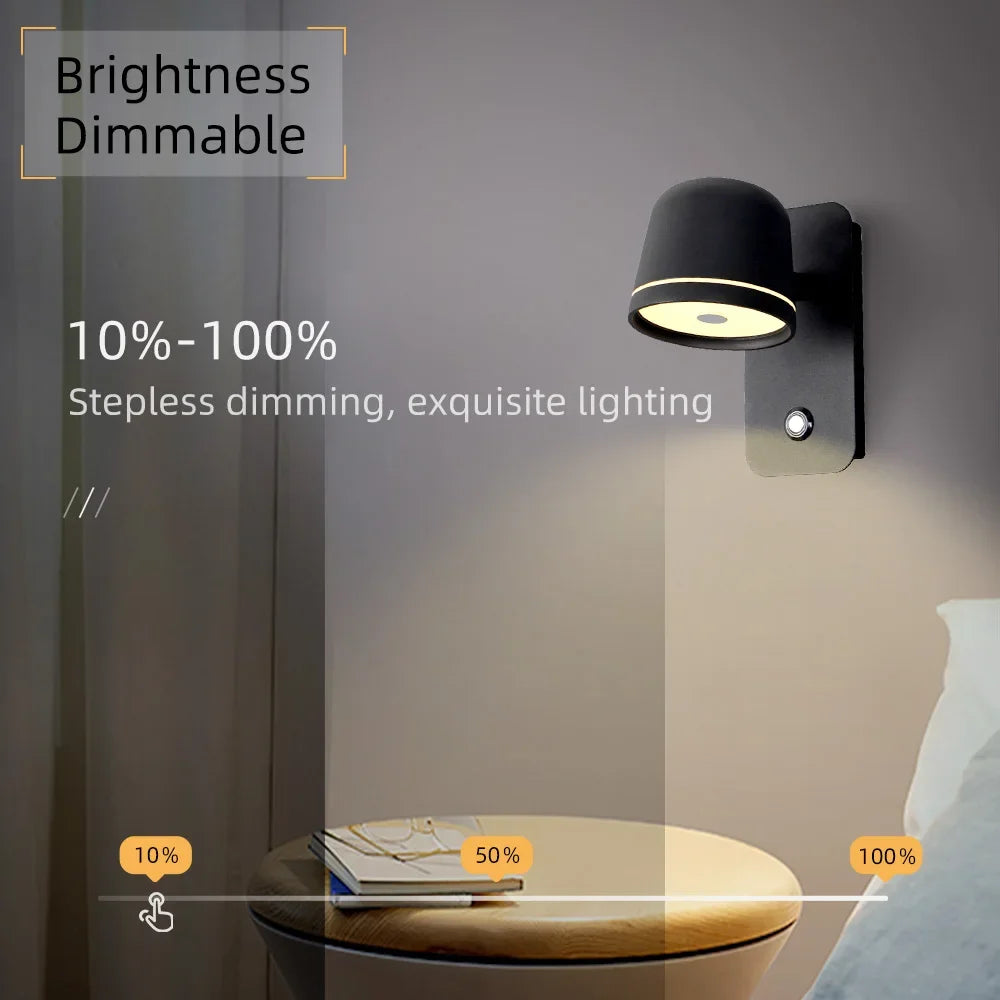 Modern LED Dimmable Wall Lamp with 3-CCT and Brightness Adjustment - Perfect for Bedside and Living Room