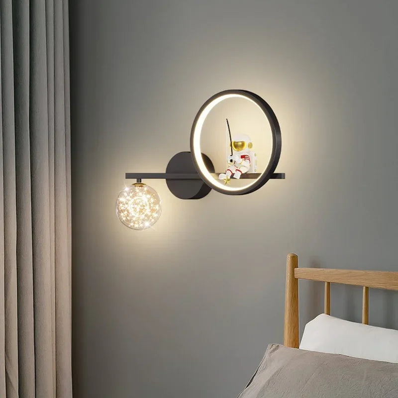 Modern Moon Astronaut Wall Sconce Lamp for Children's Room