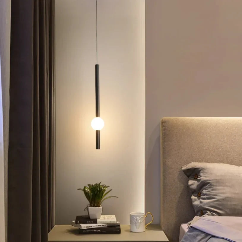 Modern Long Glass Pendant Light: Bedroom Bedside Hanging Lamp for Entrance, Kitchen Island, and Ceiling Decoration Chandeliers