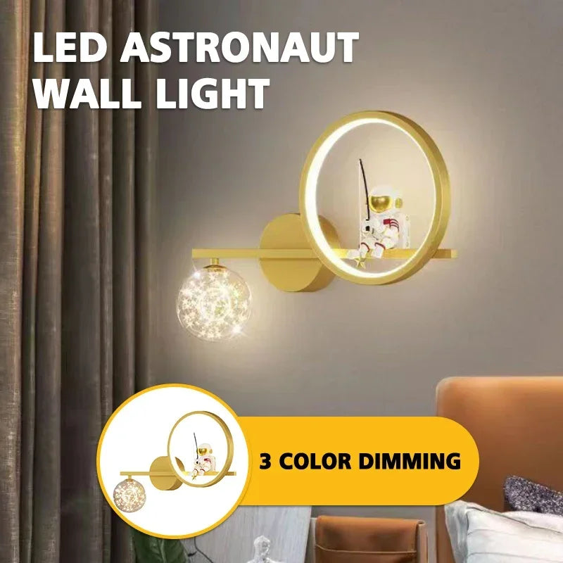 Children's Room Bedside Creative Astronaut LED Wall Lamp Space Decor Light for Living Room, Bedroom