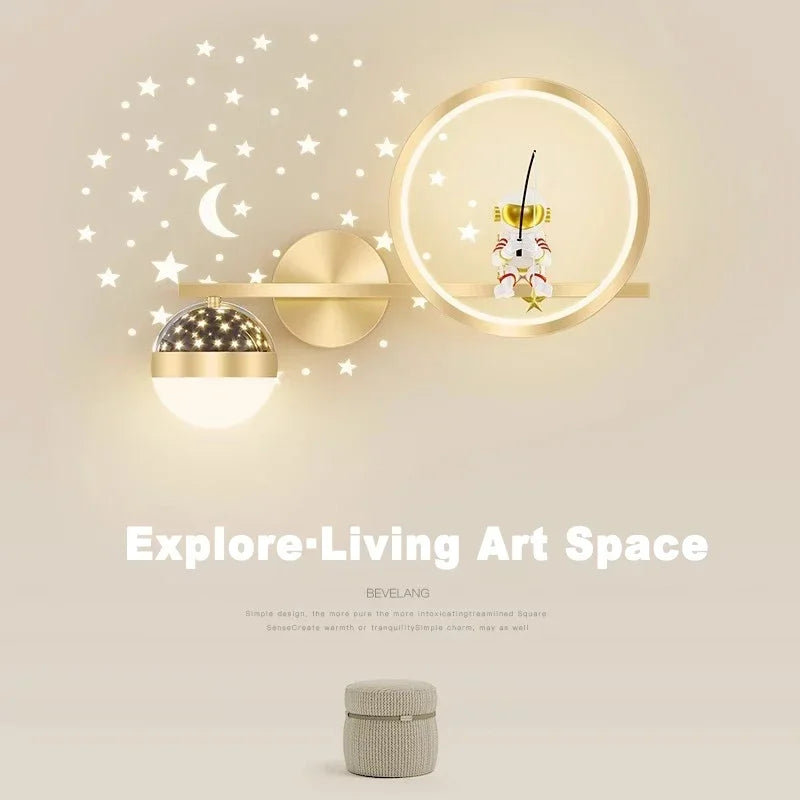 Children's Room LED Bedside Creative Astronaut Wall Lamp for Modern Home Decoration