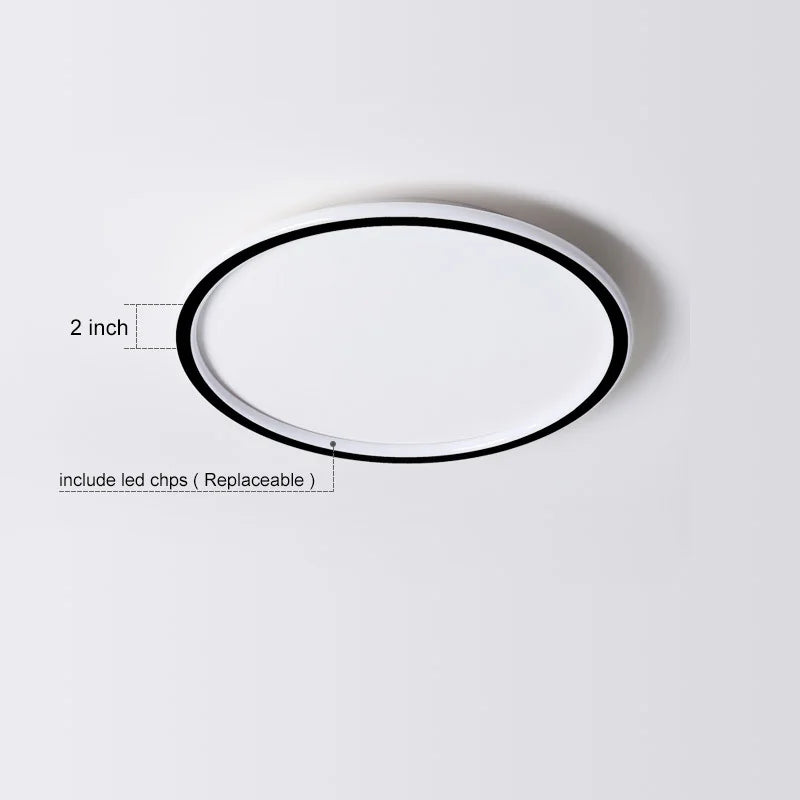 Modern Black LED Ring Ceiling Lights for Living Room Bedroom Kitchen Chandeliers - Dimmable with App