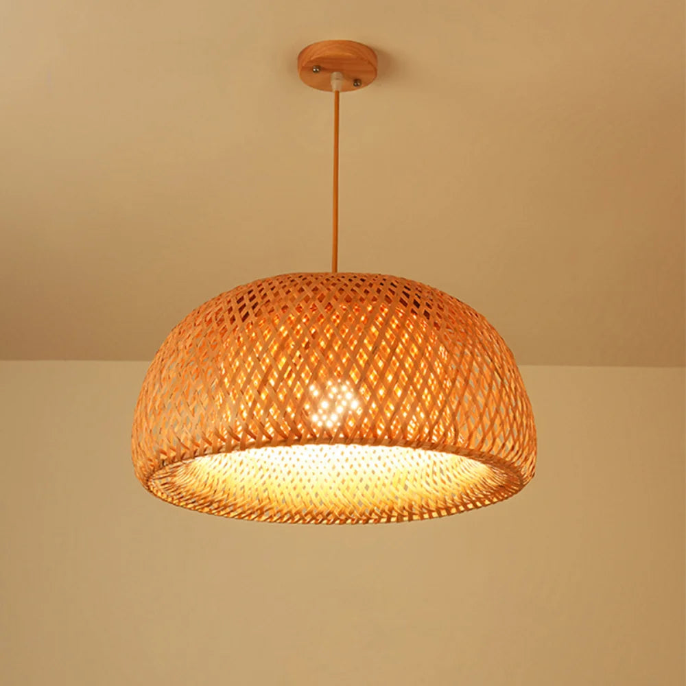 Chinese Style Hand-Knitted Weaving Hanging Lamps: Bamboo Pendant Lighting Fixtures for Restaurant