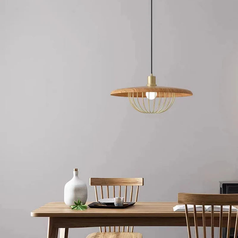 Nordic Designer Creative LED Iron Imitation Wood Chandelier for Restaurant and Kitchen