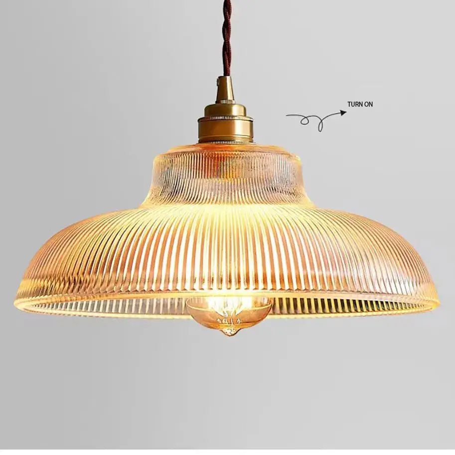 Nordic Glass Pendant Light – Retro Copper Lighting Fixture for Bedroom, Living Room, and Home Decor