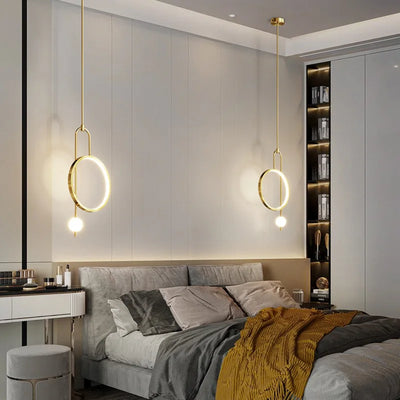 SANDYHA Modern Round Ring LED Pendant Lights for Bedroom, other bedrooms, Hotel Hall, Hotel Room