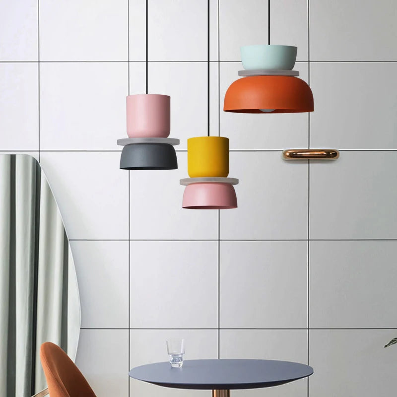 Macaron Color Dull Polish Chandelier – Creative Pendant Light for Bedrooms and Living Spaces