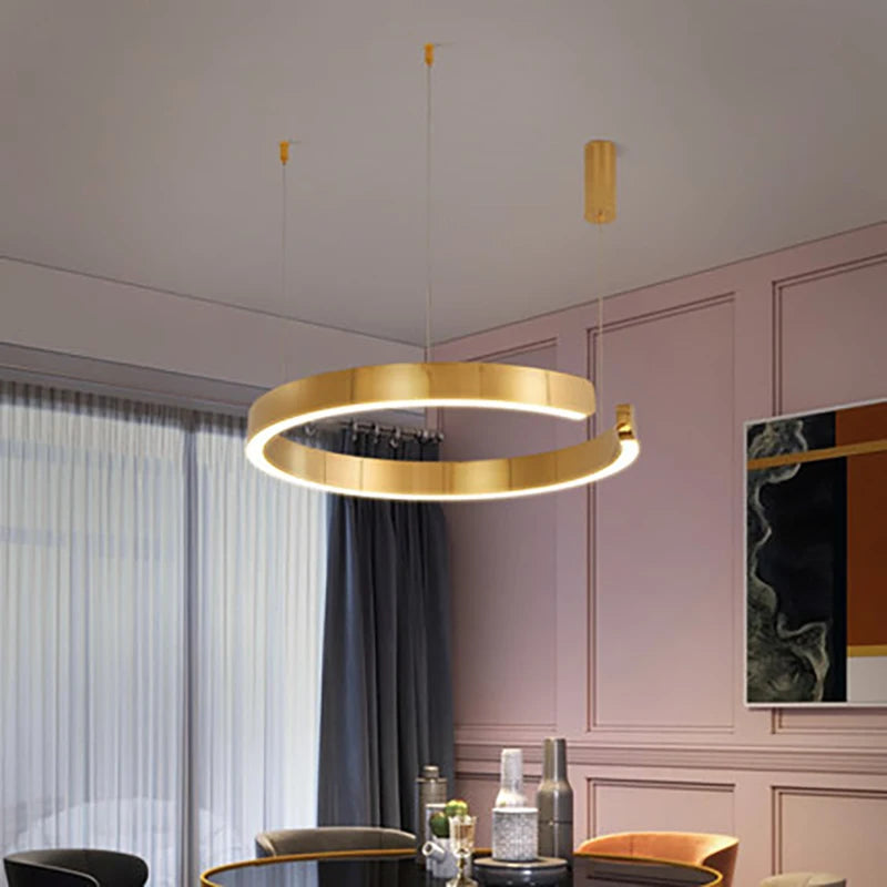 Modern Round Ring Lamp: Ceiling Chandelier Lighting, LED Pendant Light Perfect for Dining Rooms, Bedrooms, Living Rooms