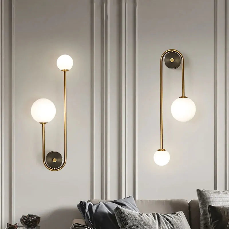 Modern Glass Ball LED Wall Light: Gold Bedroom Bedside Lamp - Ideal for Home Decor, Living Room, Corridor