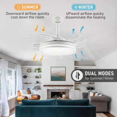 IRALAN Modern Ceiling Fan with Light – Home Electric Fan with Invisible Blades and Remote Control