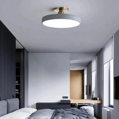 Circular Macaron LED Ceiling Light – Modern Dimmable Chandelier for Bedroom and Living Room