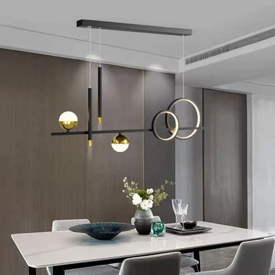 Nordic Chandeliers Lighting Minimalist Design - Dining Room, Bar, and Restaurant Decor - LED Hanging Lighting in Black and Gold Finish