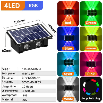 Solar LED Outdoor Up and Down Wall Lamps Lighting for Balcony, Courtyard and Garden