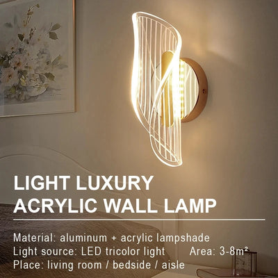 Luxury Gold LED Wall Lights - Modern Nordic Acrylic Design for Bedroom, Hallway, Living Room, and More