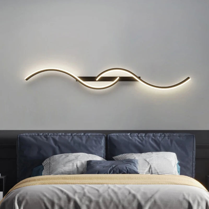 Modern LED Wall Lamp: Minimalist Long Strip Design for Bedroom Bedside or Living Room