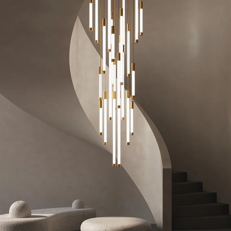 LED Staircase Modern Chandelier - Luxury Lighting for Villa, Living Room, Penthouse, and Restaurant