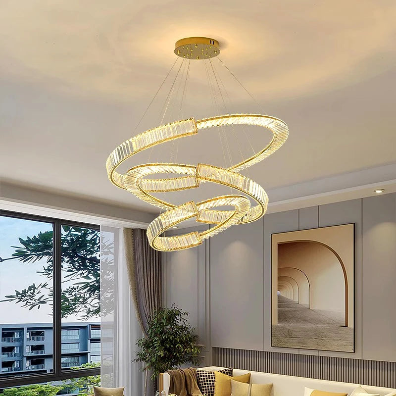 Modern Crystal Chandeliers Indoor Lighting Ceiling Lamp with LED Hanging Lights for the Living Room and Indoor Lighting