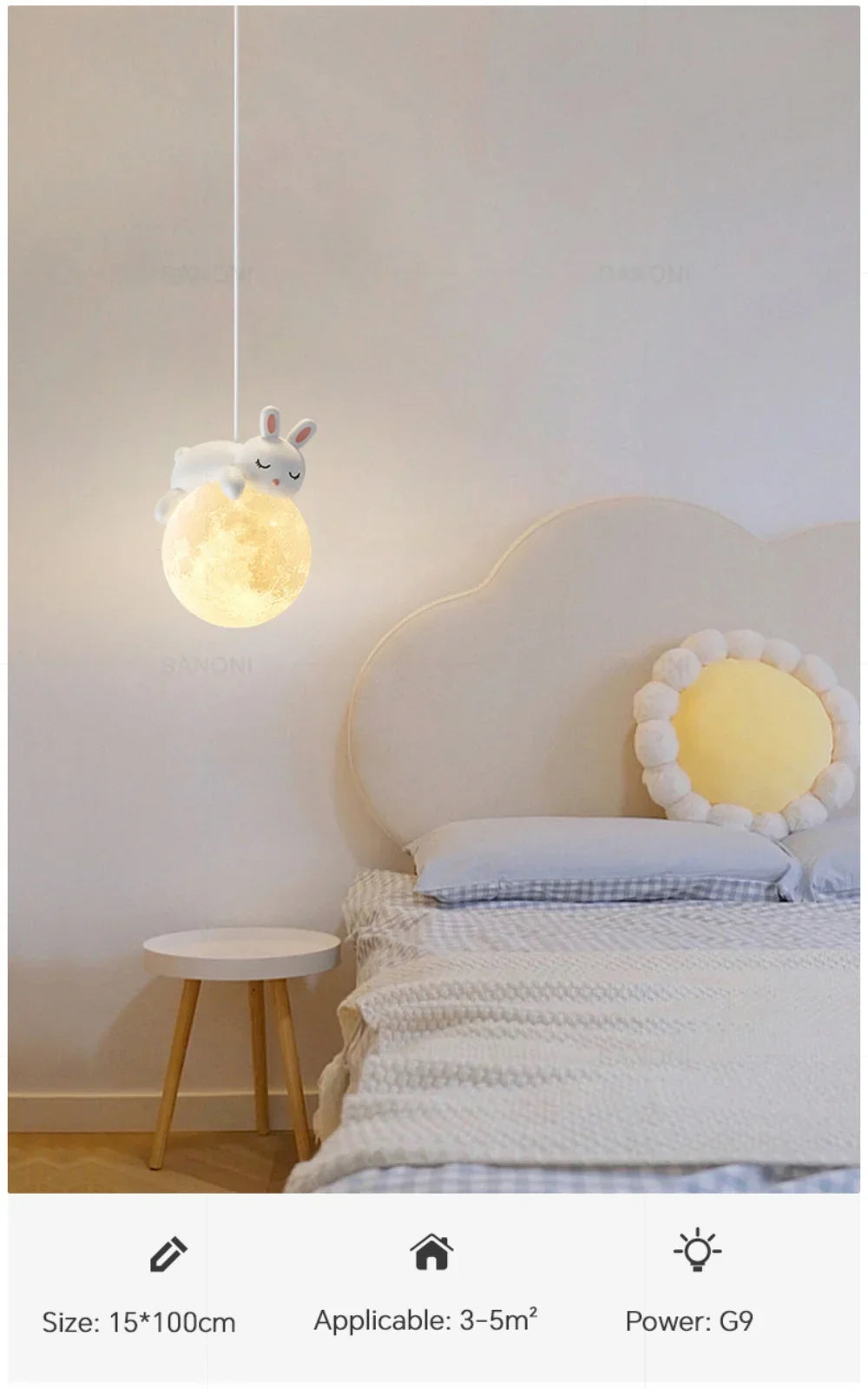 Nordic Little Cute Rabbit LED Pendant Lamp for Dining Rooms, Children's Bedrooms, and Bedside Spaces